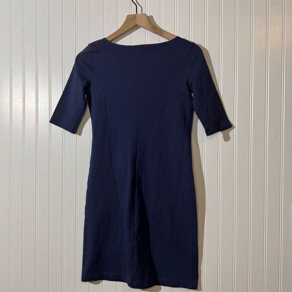 NWT Lilly Pulitzer Navy Mini Dress XXS Gold Button Shoulder Pockets Preppy Work - Picture 3 of 9